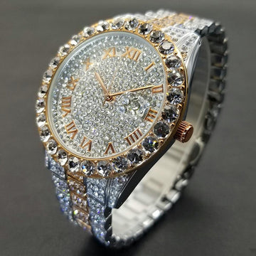 NEW Brand Luxury Roman Ice Out Automatic Date Full Simulated Diamonds Luminous Hip Hop Men Watches - The Jewellery Supermarket